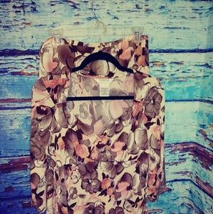 2 piece skirt set cream pink floral